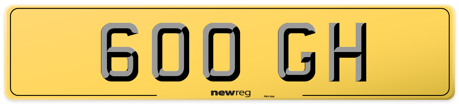 600 GH Rear Number Plate