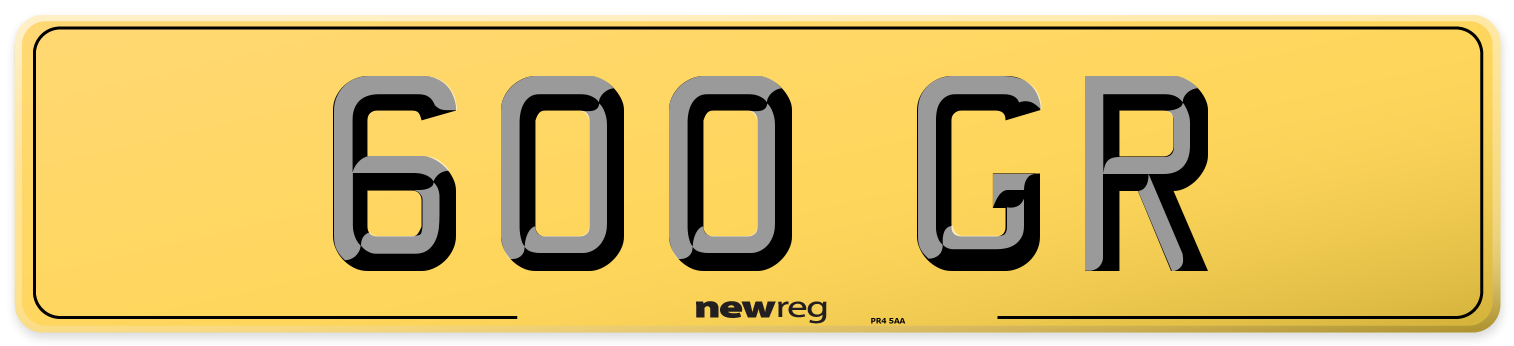 600 GR Rear Number Plate