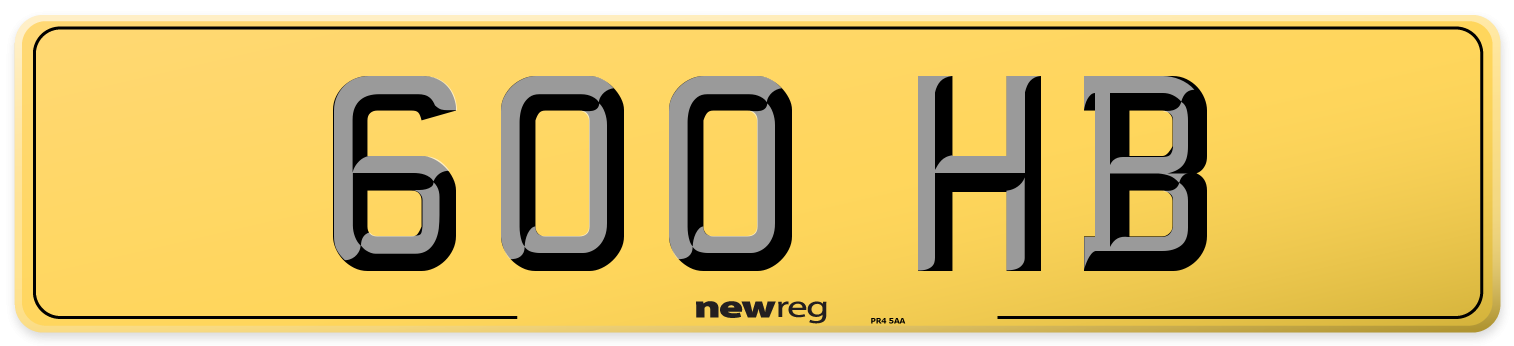 600 HB Rear Number Plate