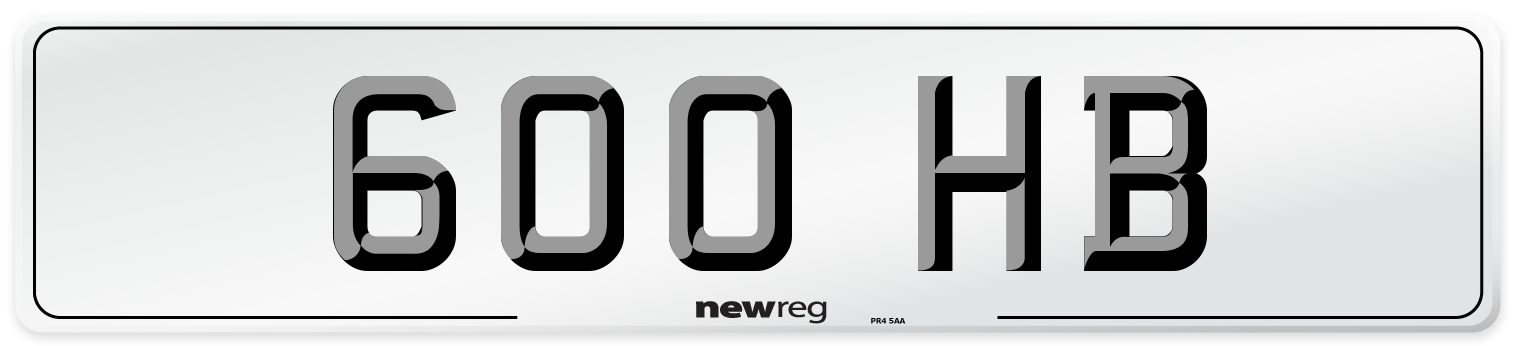 600 HB Front Number Plate