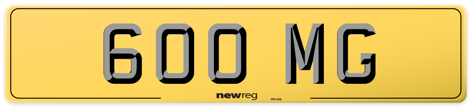 600 MG Rear Number Plate