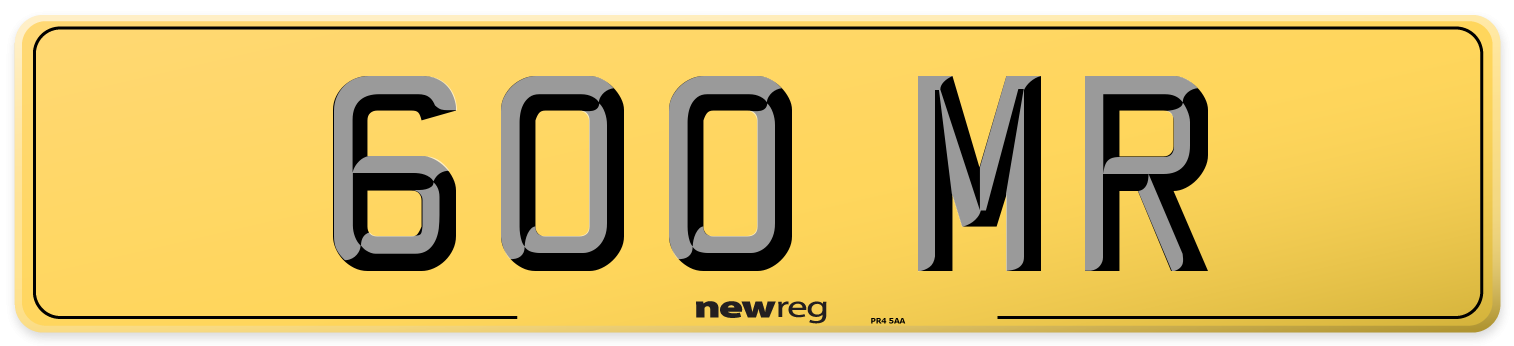600 MR Rear Number Plate