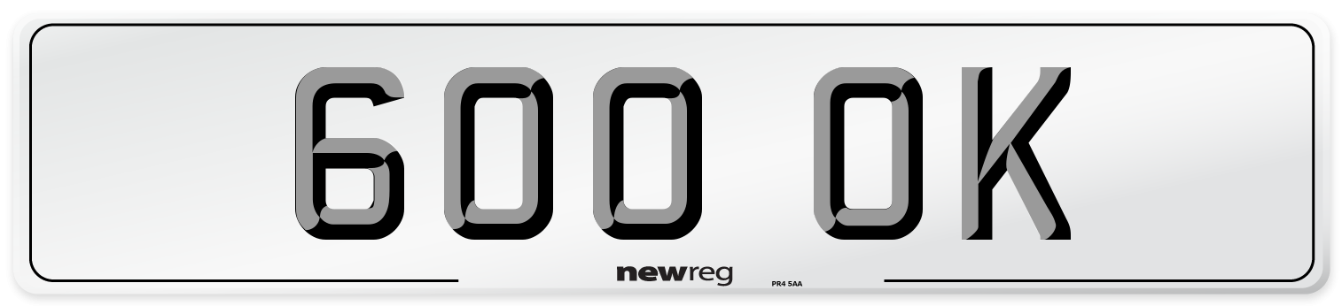 600 OK Front Number Plate