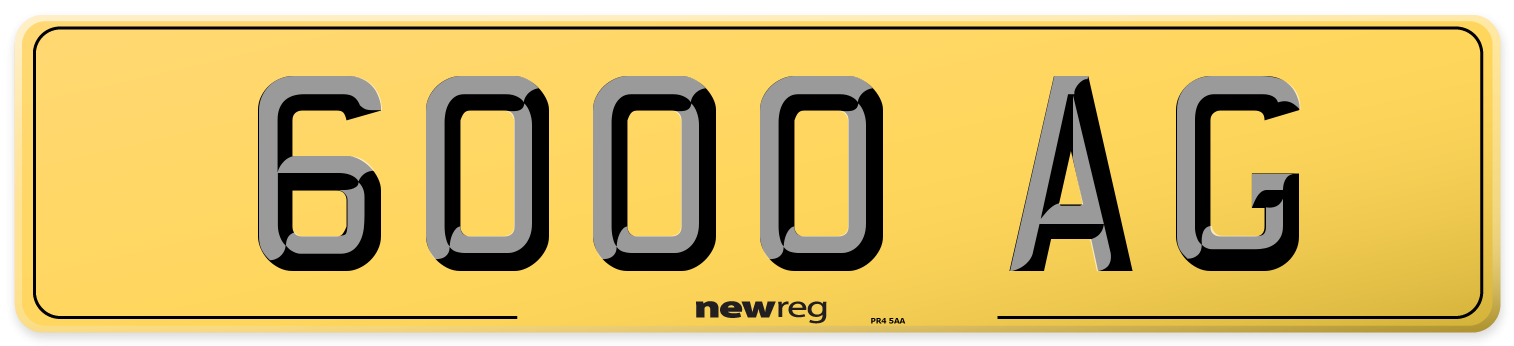6000 AG Rear Number Plate