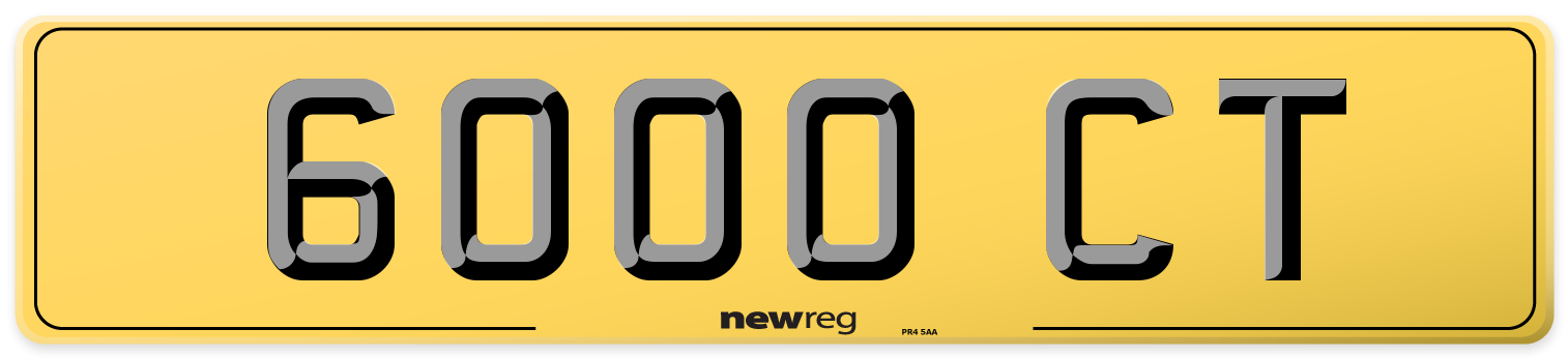 6000 CT Rear Number Plate