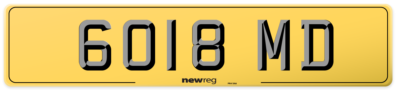 6018 MD Rear Number Plate