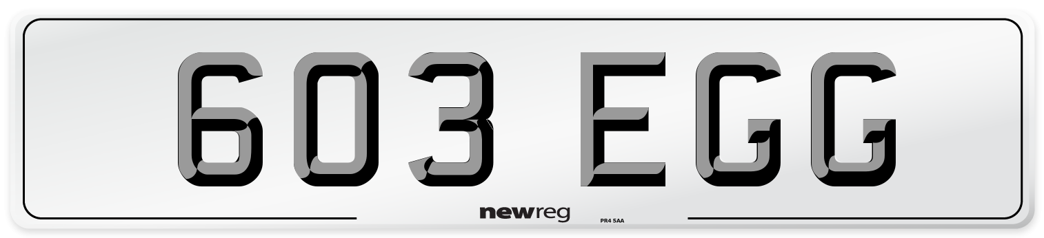 603 EGG Front Number Plate