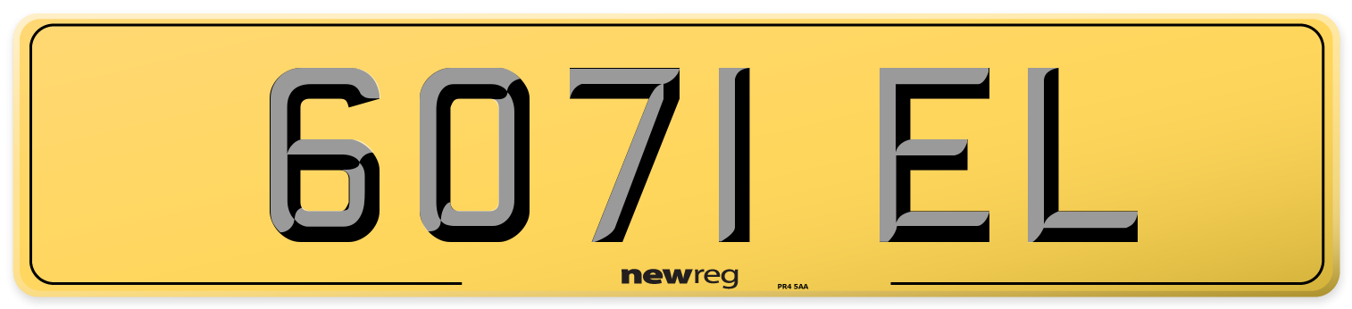 6071 EL Rear Number Plate