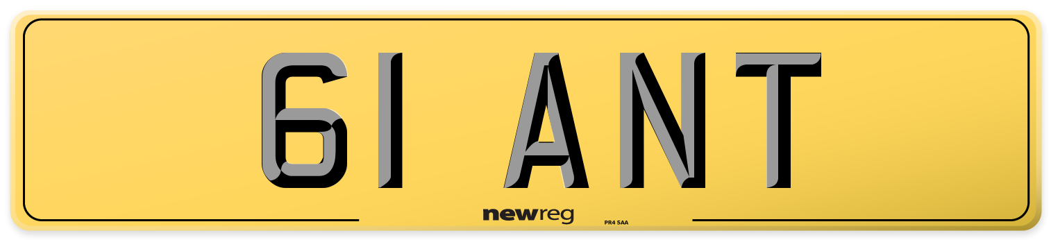 61 ANT Rear Number Plate