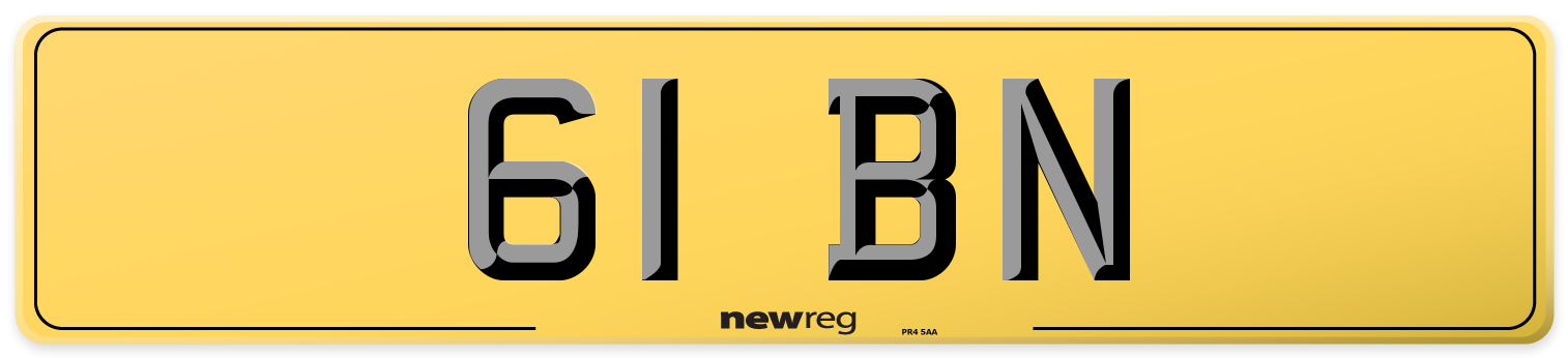 61 BN Rear Number Plate