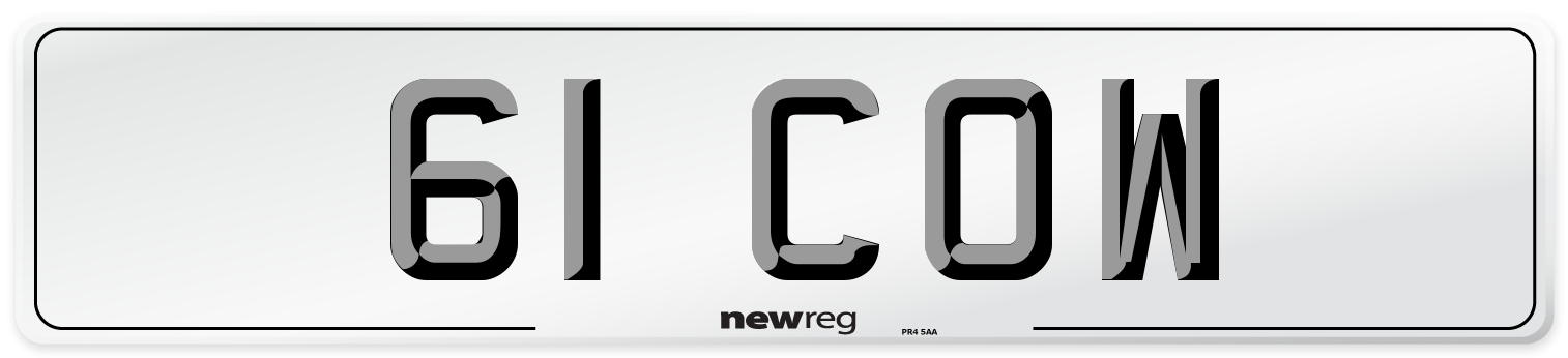 61 COW Front Number Plate