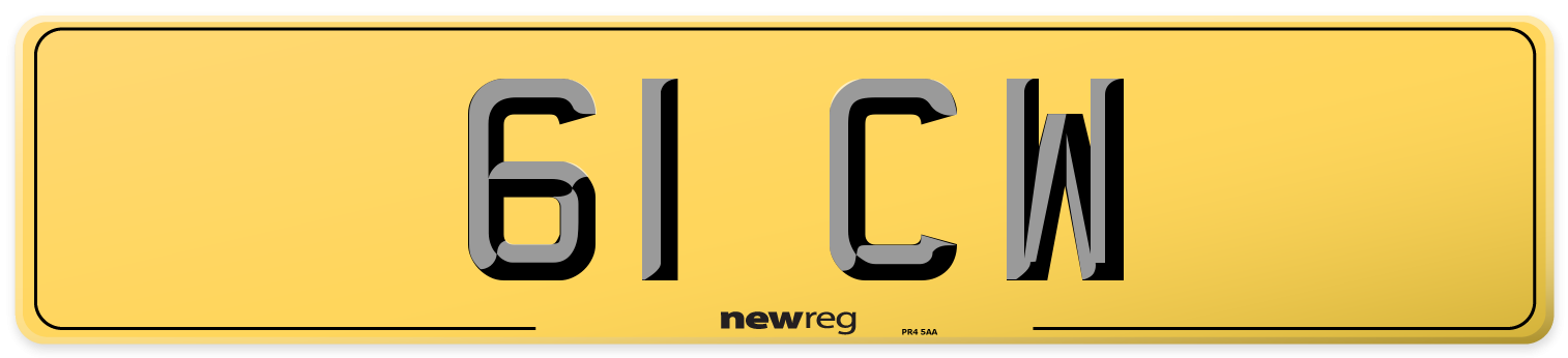 61 CW Rear Number Plate