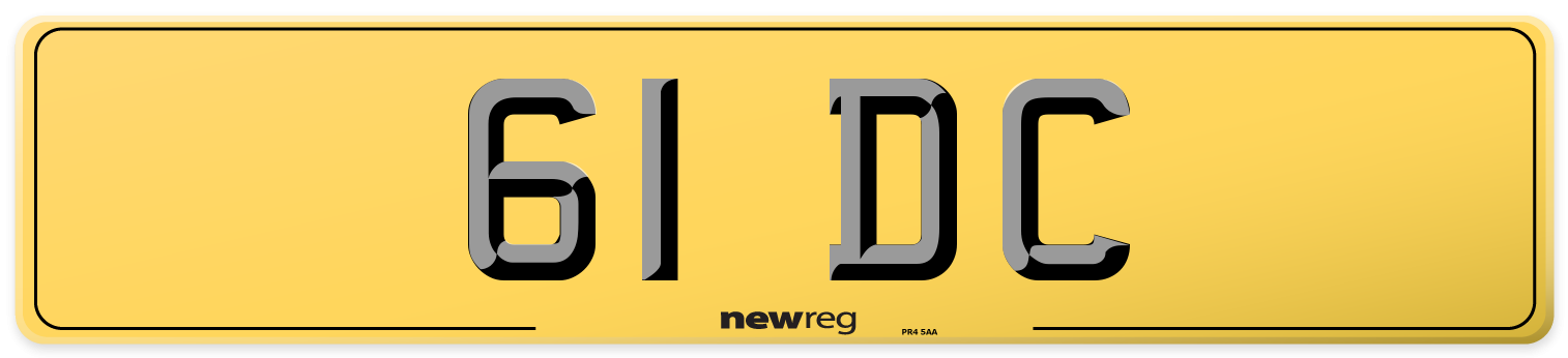 61 DC Rear Number Plate