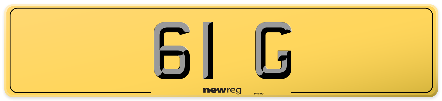 61 G Rear Number Plate