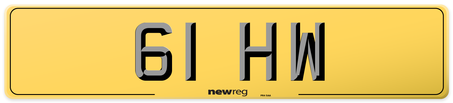 61 HW Rear Number Plate