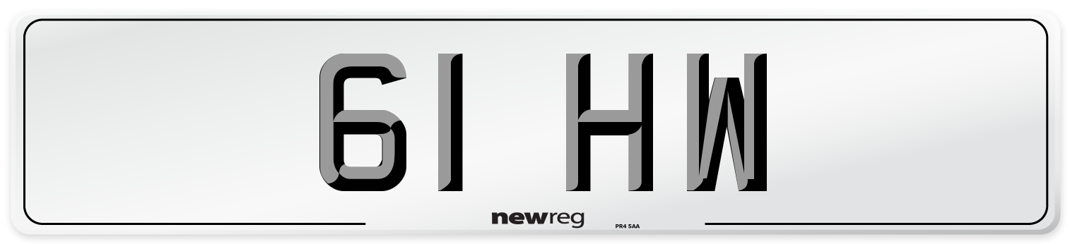 61 HW Front Number Plate