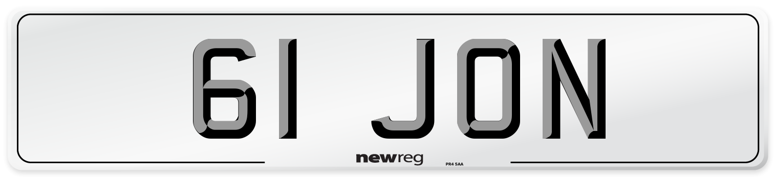 61 JON Front Number Plate