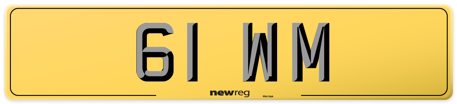 61 WM Rear Number Plate