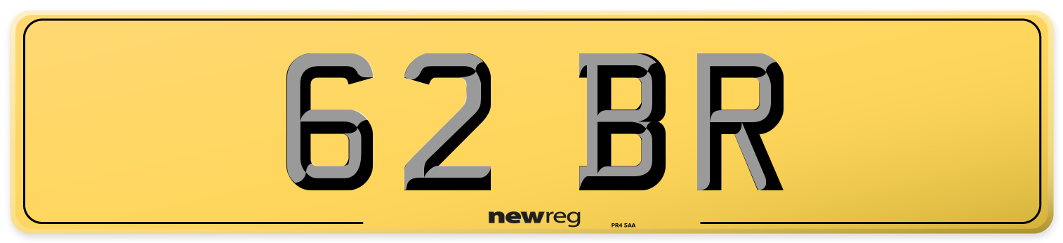 62 BR Rear Number Plate