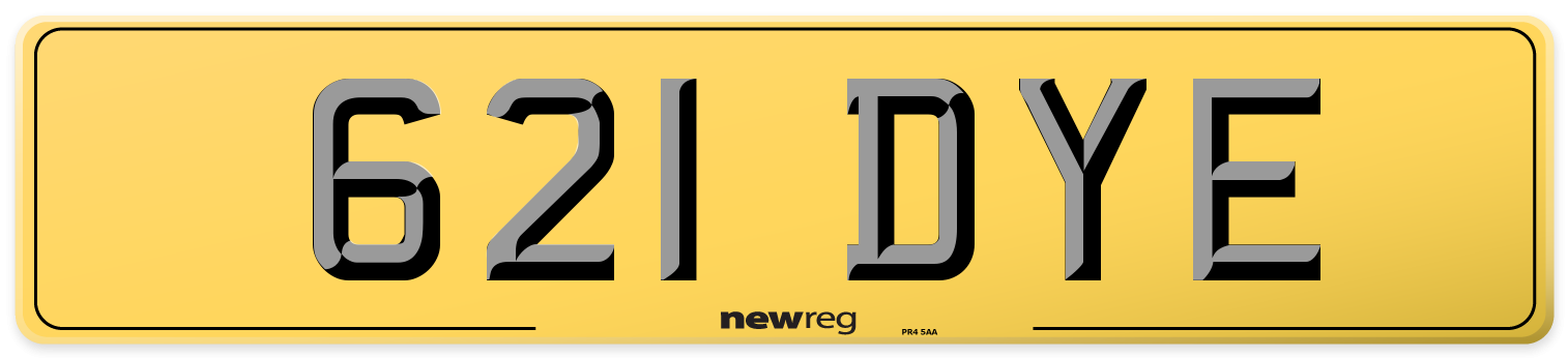 621 DYE Rear Number Plate