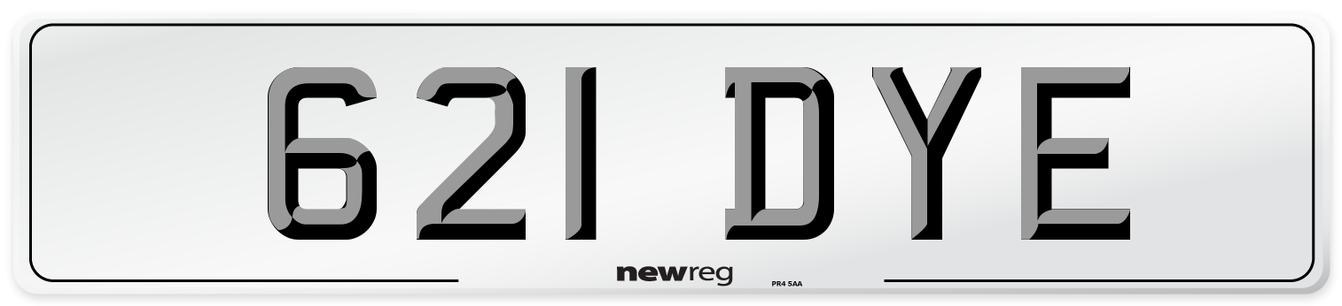 621 DYE Front Number Plate