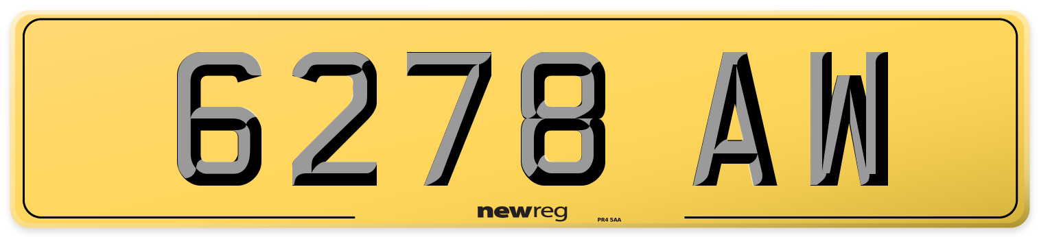 6278 AW Rear Number Plate