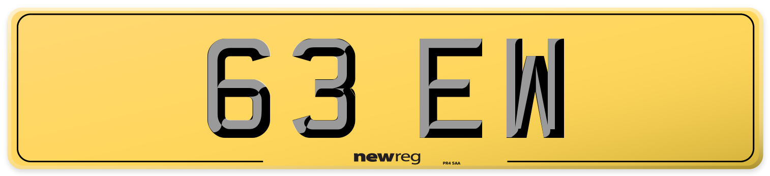 63 EW Rear Number Plate
