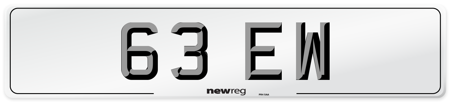 63 EW Front Number Plate