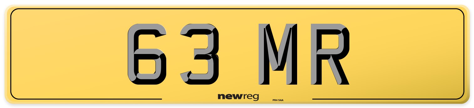63 MR Rear Number Plate