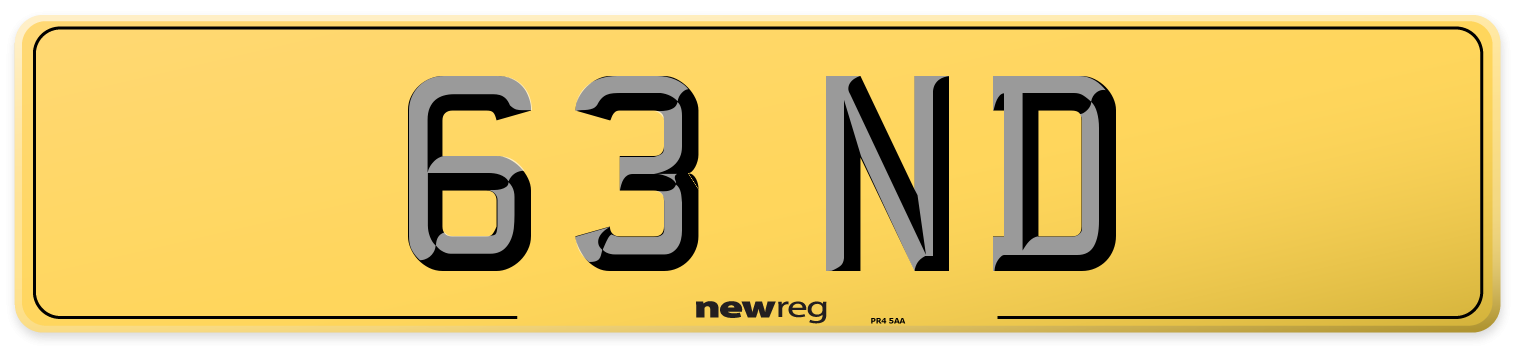 63 ND Rear Number Plate