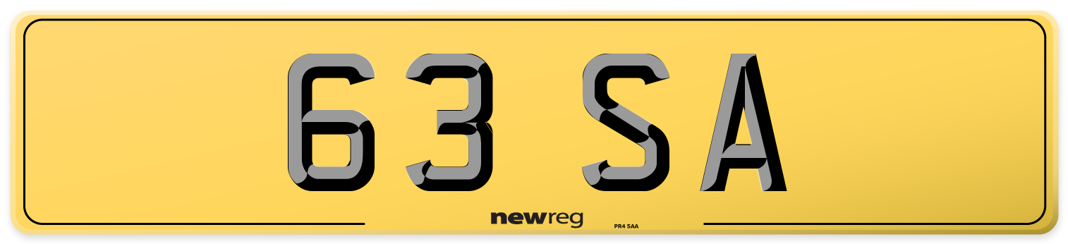 63 SA Rear Number Plate