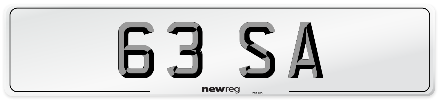 63 SA Front Number Plate