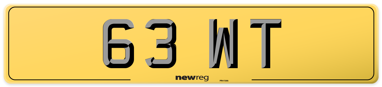 63 WT Rear Number Plate