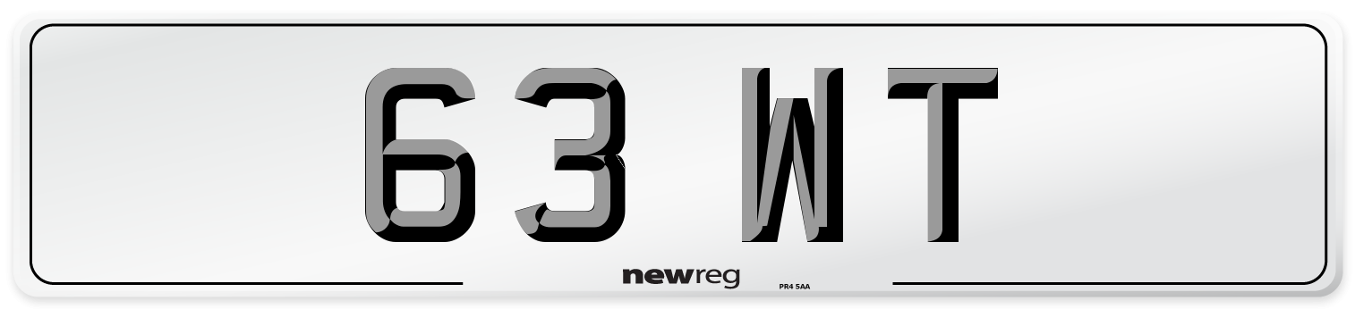 63 WT Front Number Plate