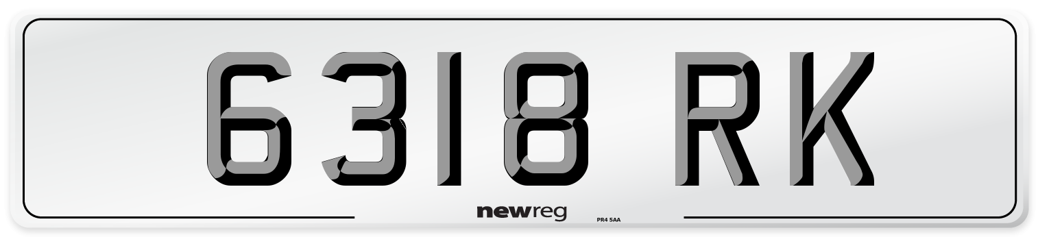 6318 RK Front Number Plate