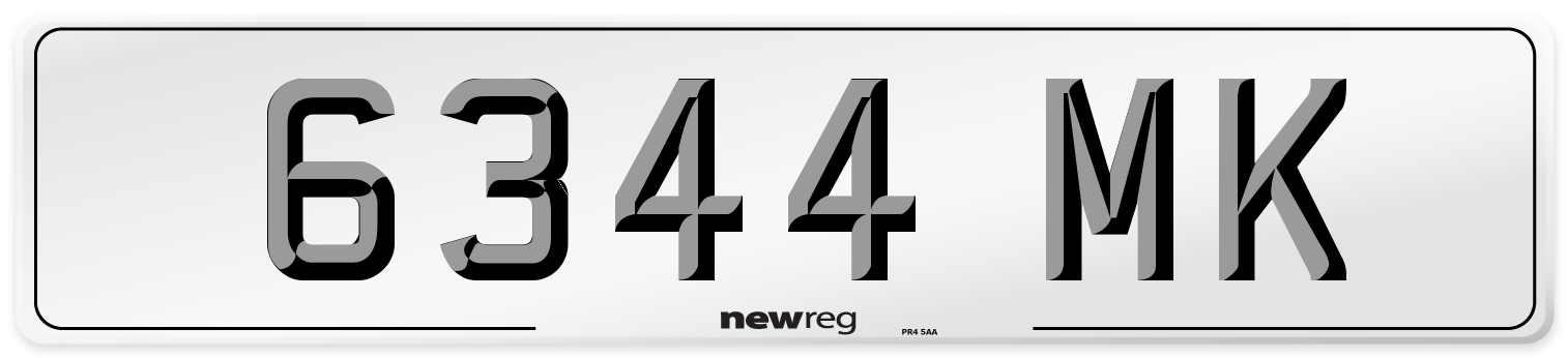 6344 MK Front Number Plate