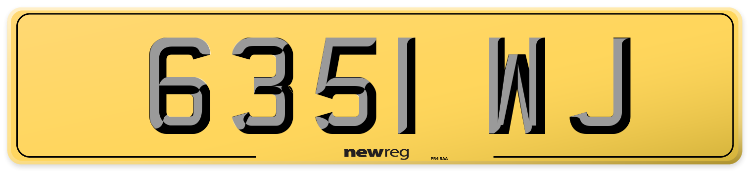 6351 WJ Rear Number Plate