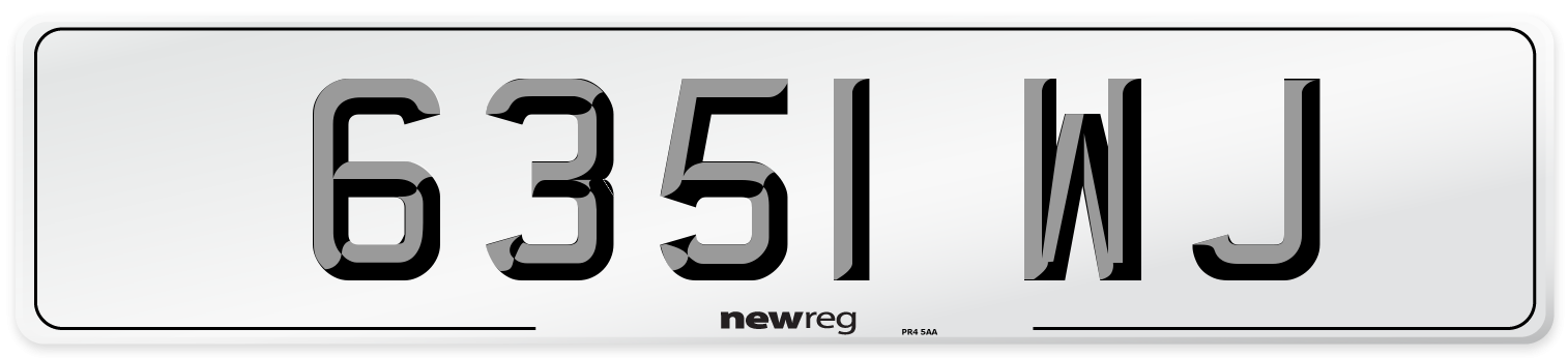 6351 WJ Front Number Plate