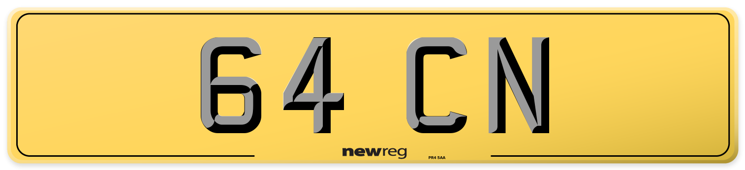 64 CN Rear Number Plate