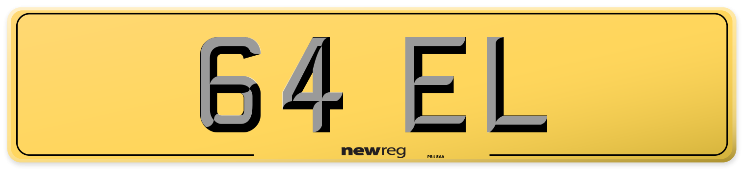 64 EL Rear Number Plate