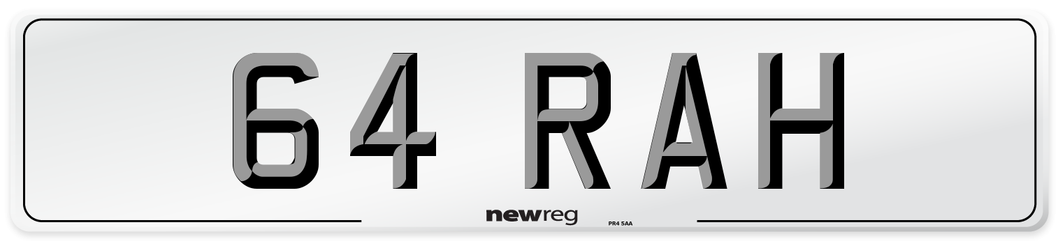 64 RAH Front Number Plate