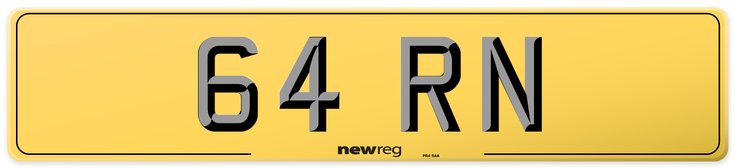 64 RN Rear Number Plate