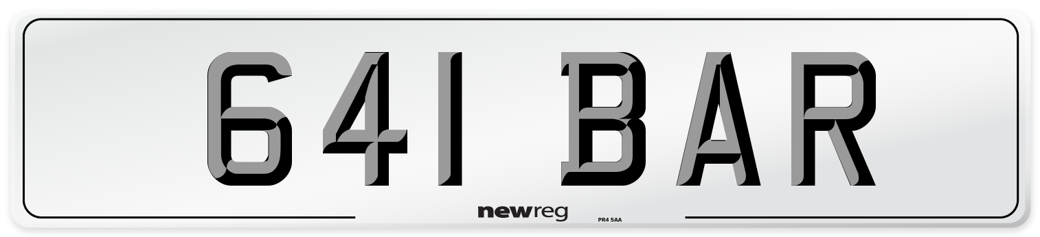 641 BAR Front Number Plate