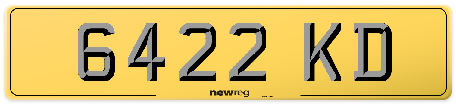 6422 KD Rear Number Plate