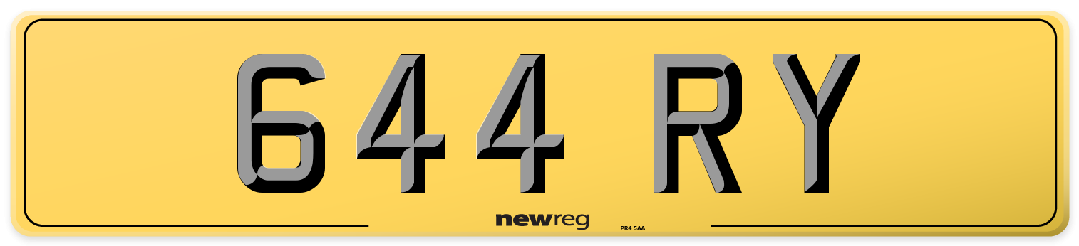 644 RY Rear Number Plate