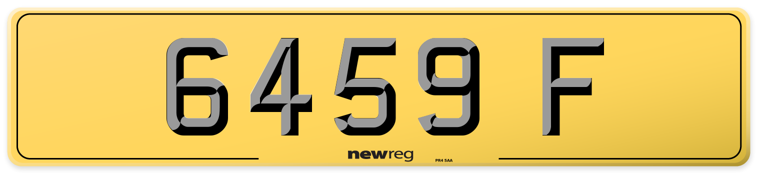 6459 F Rear Number Plate