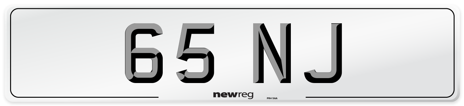 65 NJ Front Number Plate