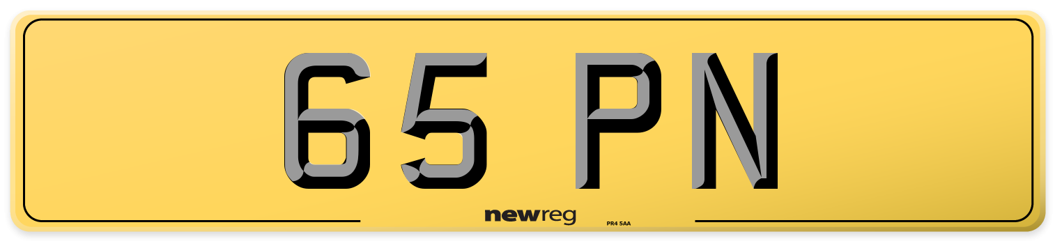 65 PN Rear Number Plate