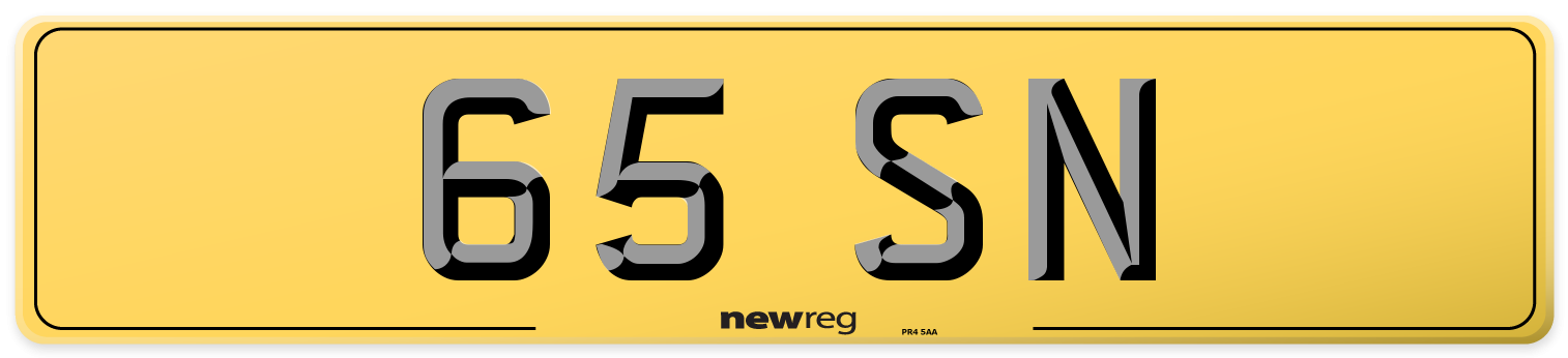 65 SN Rear Number Plate