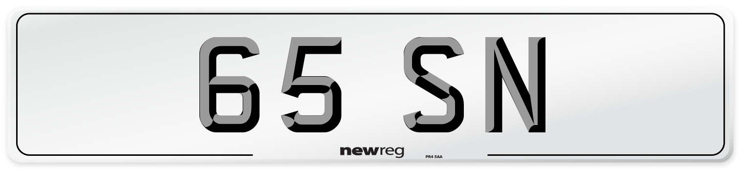 65 SN Front Number Plate